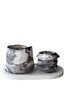 Aberto Design Glamour Candle 43ST - Juego de 3 Velas de Soja Gris y Blanco